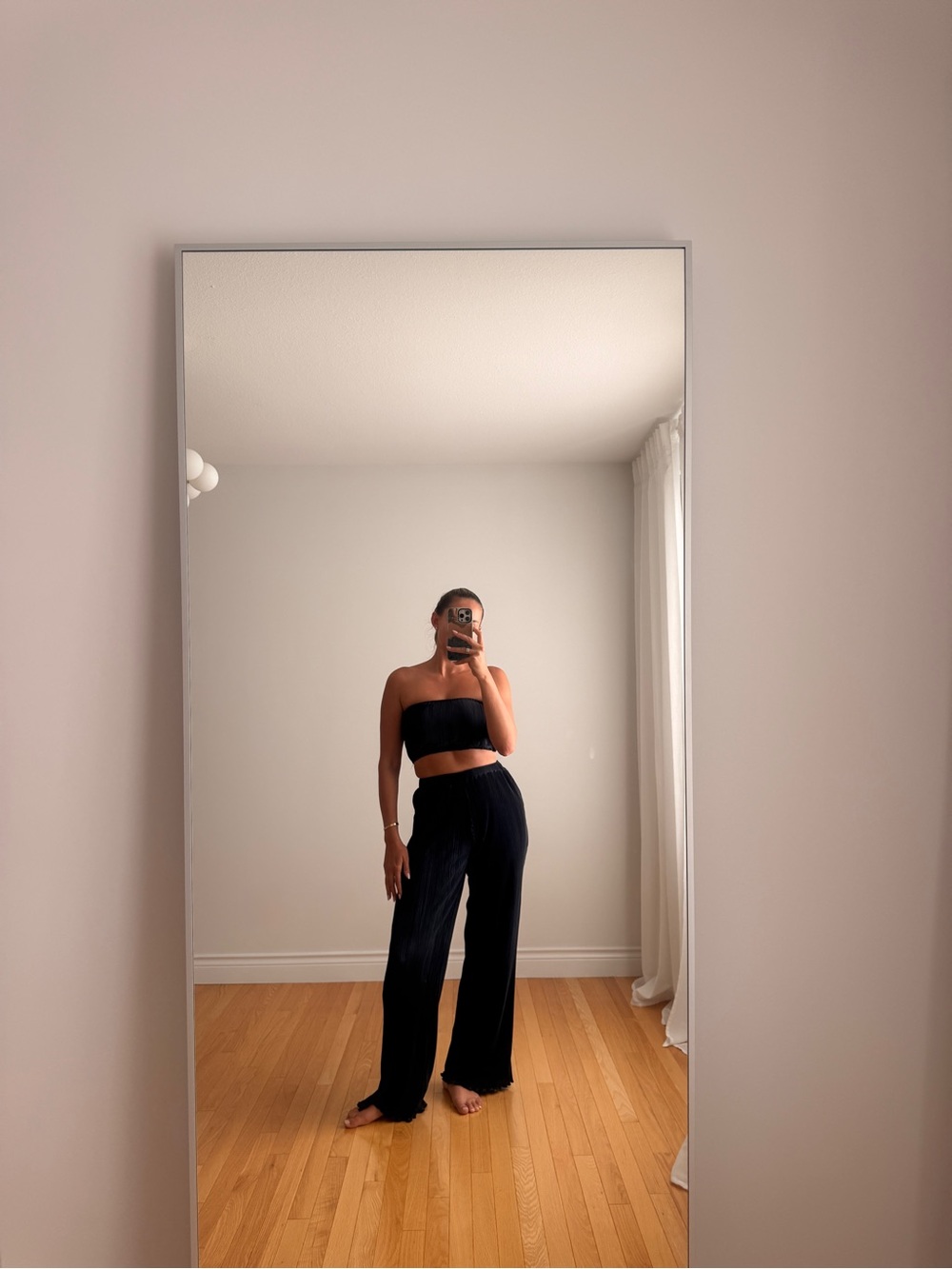 Navy Plisse Tube Top